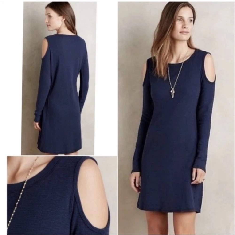 Anthropologie Sol Angeles Navy Cold Shoulder Dress